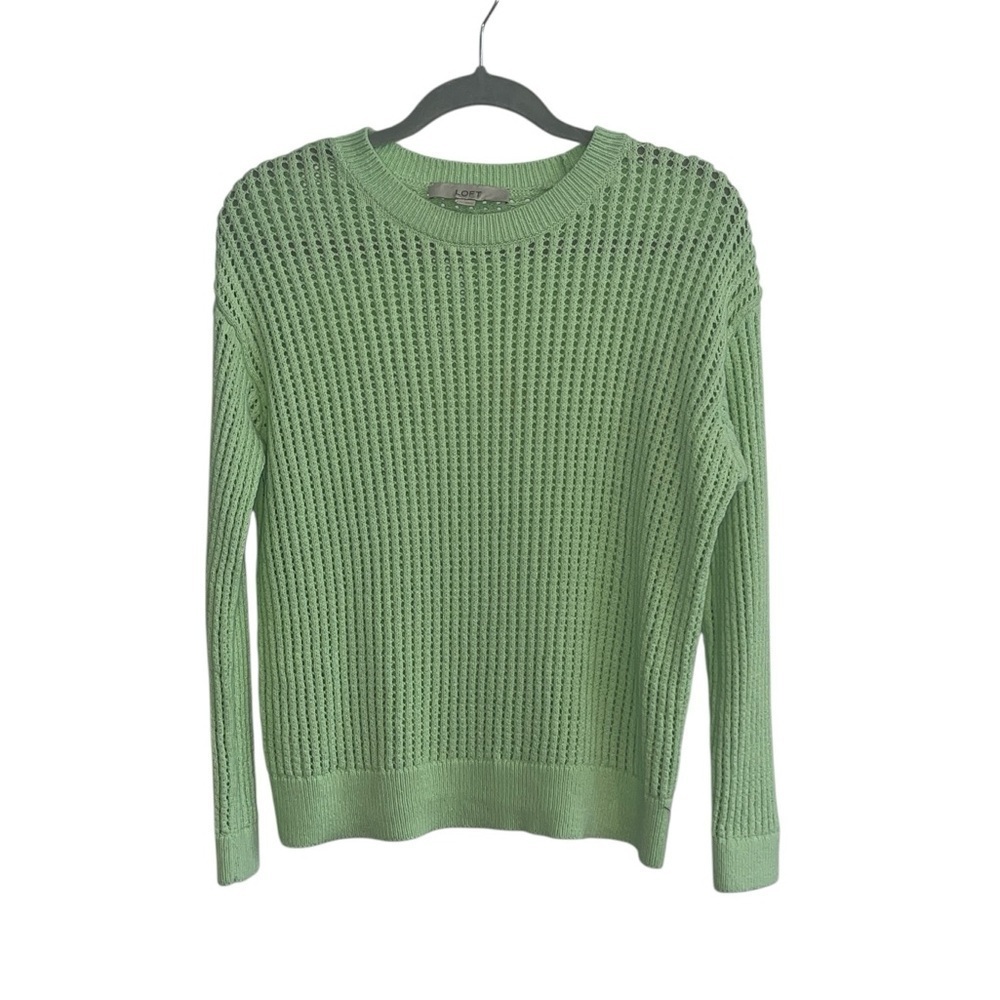 LOFT Green Open Stitched Sweater Size XS - Picture 4 of 10